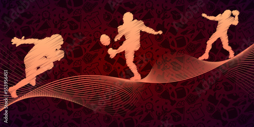 American football abstract lines with wave design. Creative sport concept. Art vector graphic for brochures, flyers, presentations, logo, print, website, poster, banner, templates, background, media.