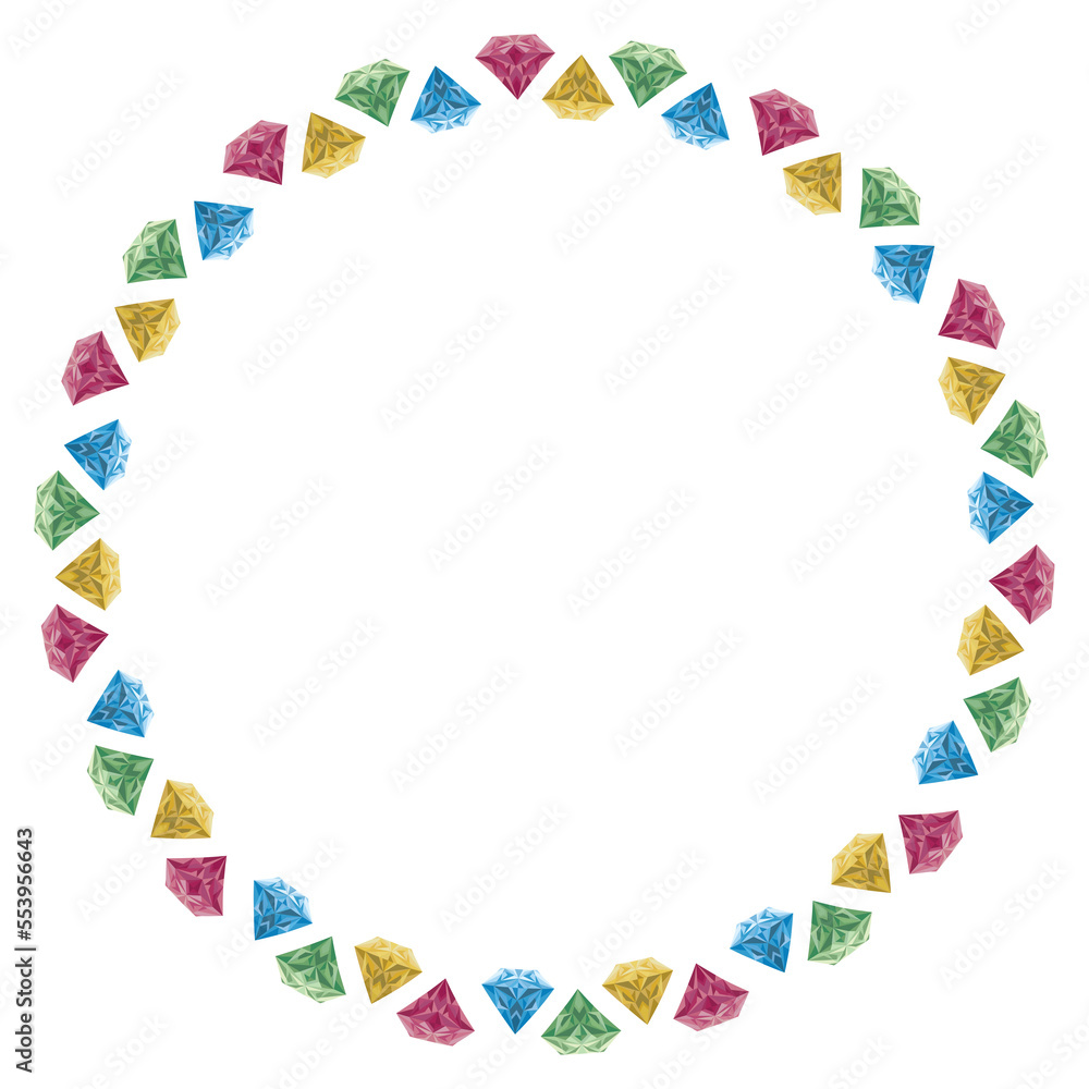 circle frame made of colorful diamond