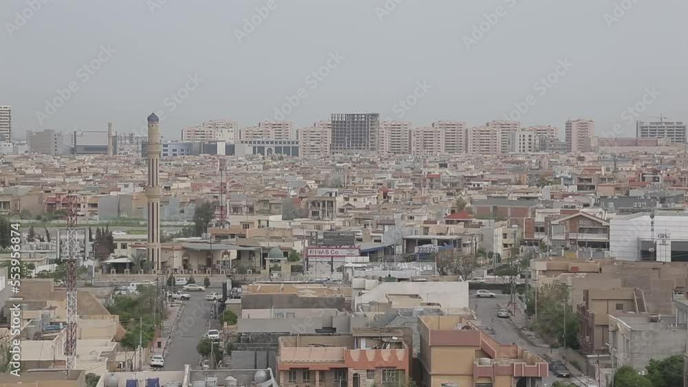 Establishing shot of Erbil. High rise buildings in the distance. City development. Establishing shot of Erbil. High rise buildings in the distance. City development.