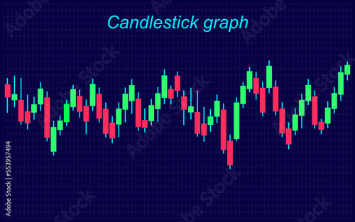 Green and red candle. Trade. Japanese candlestick chart graph vector illustration.