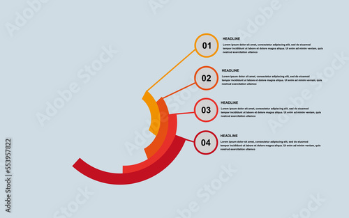 Business presentation template with 4 options, parts, steps.