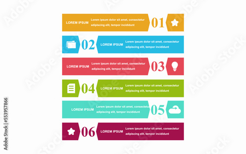 Presentation business vertical numerical infographic template with 6 options. vector illustration.