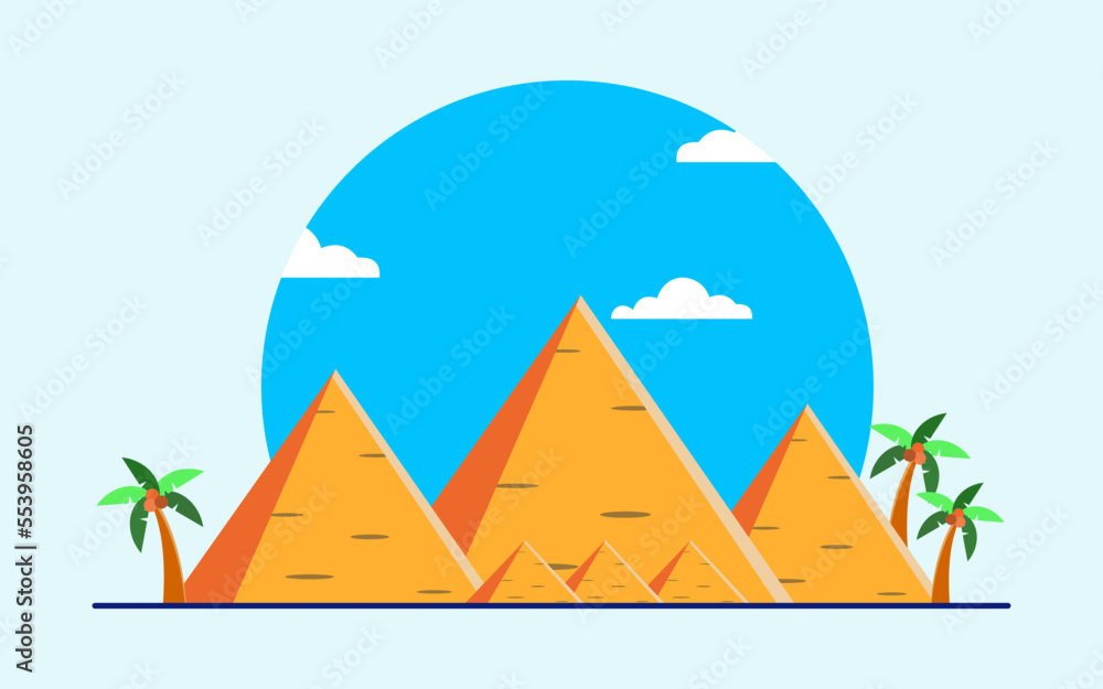 Vector illustration of Egypt mountain. Desert landscape in Egypt. vector illustration.