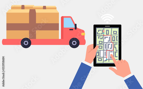 Online fast express delivery services concept. Fast delivery from store to home. vector illustration
