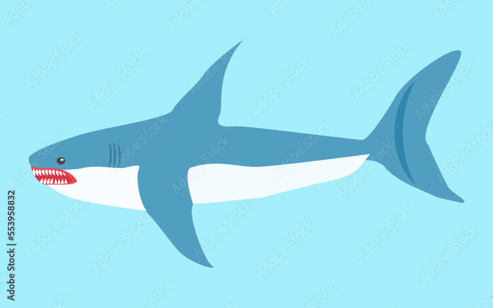 Blue whale swimming in sea or ocean. giant underwater animal. Side view. vector illustration.