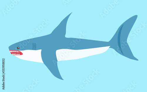 Blue whale swimming in sea or ocean. giant underwater animal. Side view. vector illustration.