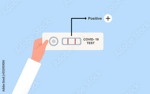 Hand holding rapid kits of covid19 ag test vector illustration flat design.