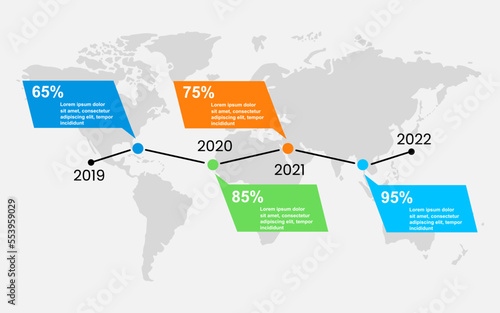 4 Years Roadmap Infographic Template. From 2019 to 2023 Used for Business presentation.