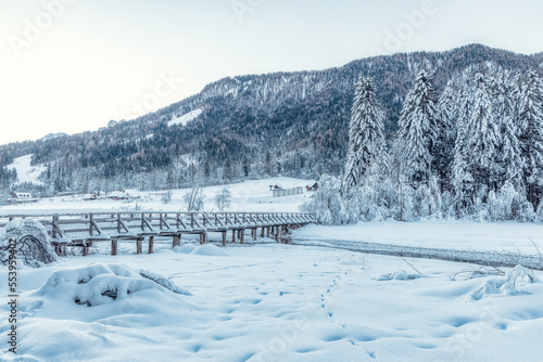 Beautiful winter morning in Julian Aps in Slovenia © e_polischuk