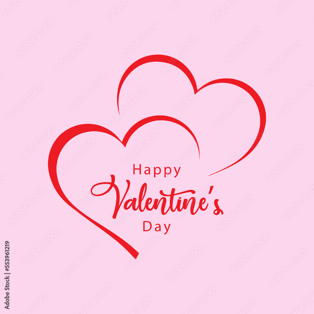 Happy valentines day with heart symbol in the pink background