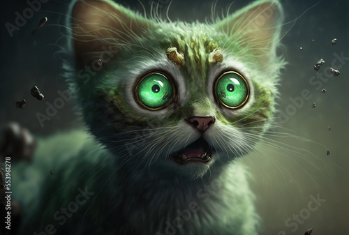 green eyed amusingly surprised cat. Generative AI