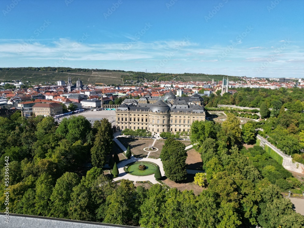  Wuzburg residence palace, Germany drone aerial view .