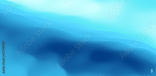 Blue abstract ocean seascape. Sea surface. Realistic landscape with waves. Nature background. Cover design template. 3d vector illustration for banner, flyer, poster or brochure.