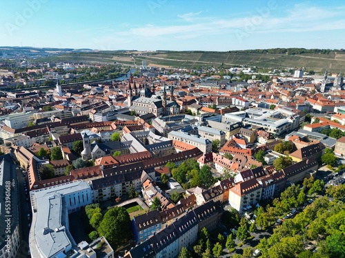 Alte Universitat, Wuzburg city Germany drone aerial view . photo