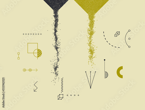 Art composition with geometric shapes and forms. Memphis design. Cover design template for presentation, poster, cover, magazine, leaflet, billboard  or brochure.