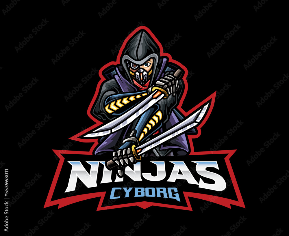 Cyberpunk ninja mascot logo