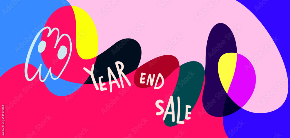New year sale 2023 design template with fluid geometric colorful abstract