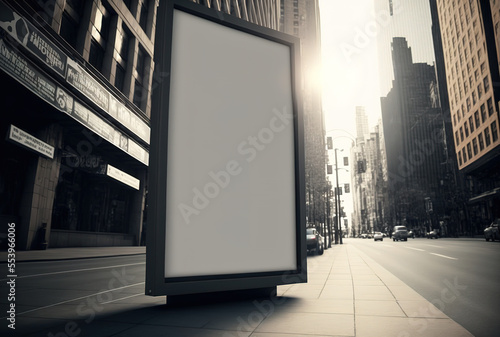 City streetside blank advertisement display. Generative AI