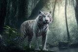 White tiger in the wild. wild creatures. Generative AI