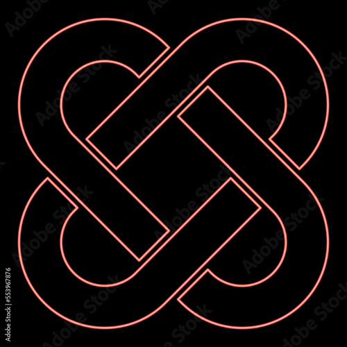 Neon celtic knot red color vector illustration image flat style