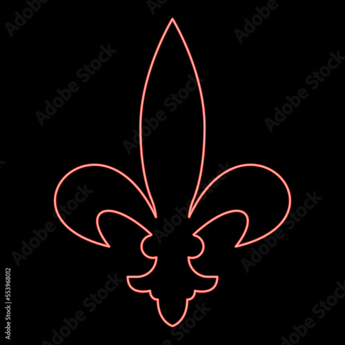 Neon heraldic symbol Heraldry liliya symbol Fleur-de-lis Royal french heraldry style red color vector illustration image flat style