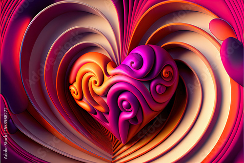 bright colorful abstract symbols of love in the form of a heart, the concept of Valentine's Day