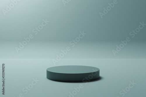 cyan pedestal podium and empty background, suitable for object display, 3d rendering