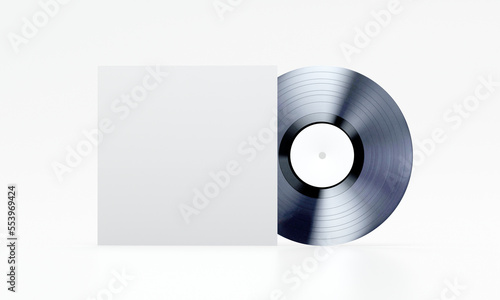 Vinyl Record with Cover Frontal View Mockup