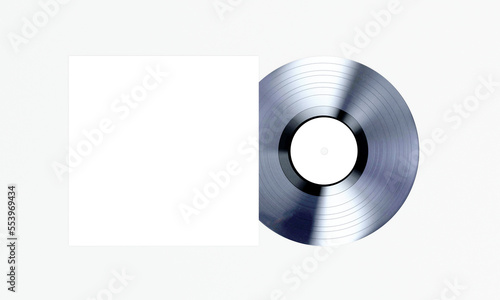 Vinyl Record with Cover Top View Mockup