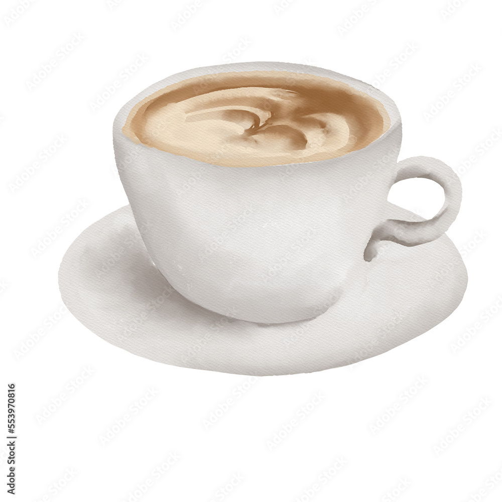 Watercolor illustration of cup of coffee drink