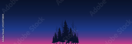 sunset with tree silhouette vector illustration good for wallpaper, backdrop, background, web banner, and design template