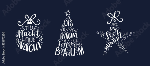 Lovely hand written Christmas design in German language, various sayings and phrases from popular christmas songs - great for cards, invitations, banners