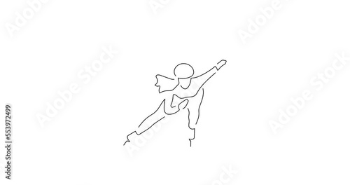 Wallpaper Mural Woman ice skating in line art animation. Composition of a winter scene. Black linear video on white background. Animated gif illustration design. Torontodigital.ca