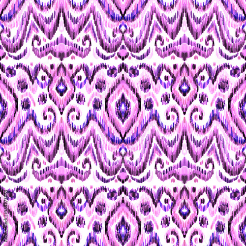 Colorful ikat pattern in vintage style. Elegant ethnic background. Hand drawn...
