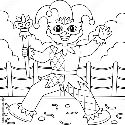 Mardi Gras Jester Boy Coloring Page for Kids