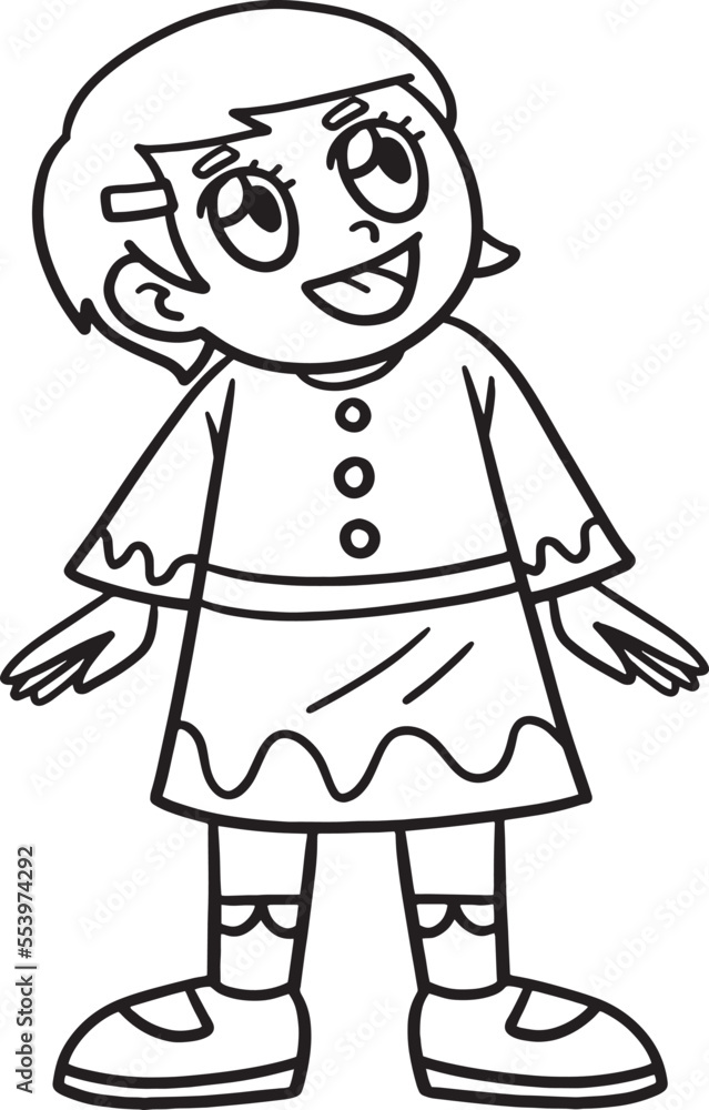 Happy Christian Girl Isolated Coloring Page Happy Christian Girl Isolated Coloring Page
