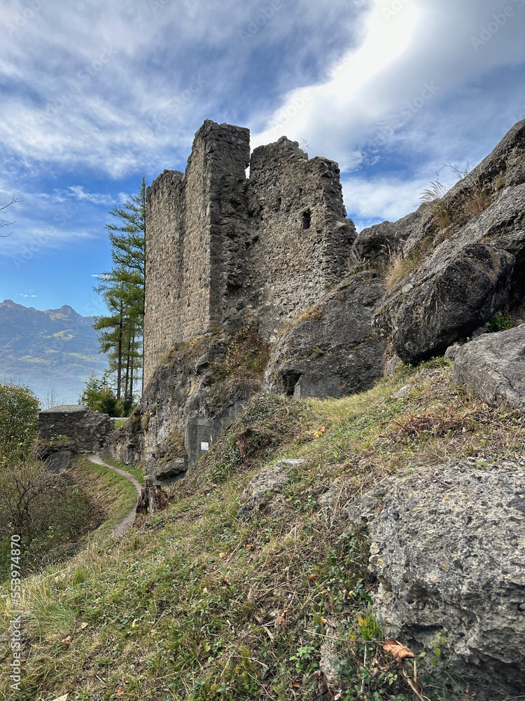 Schalun Castle (Wildschloss) Wide View Portrait, Liechtenstein