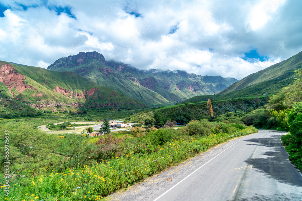 asphalt road in the Andes mountains in the nature of South America asphalt road in the Andes mountains in the nature of South America