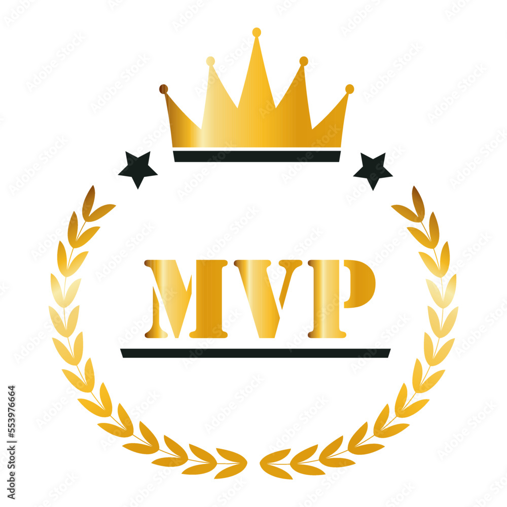 MVP gold medal award on white background. Vector stock illustration. MVP gold medal award on white background. Vector stock illustration.