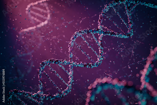 Obraz na płótnie 3D illustration of DNA structure. Genetic, biologic or medical concept. w salonie