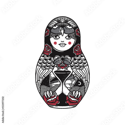 Matryoshka character with ornament vector illustration
