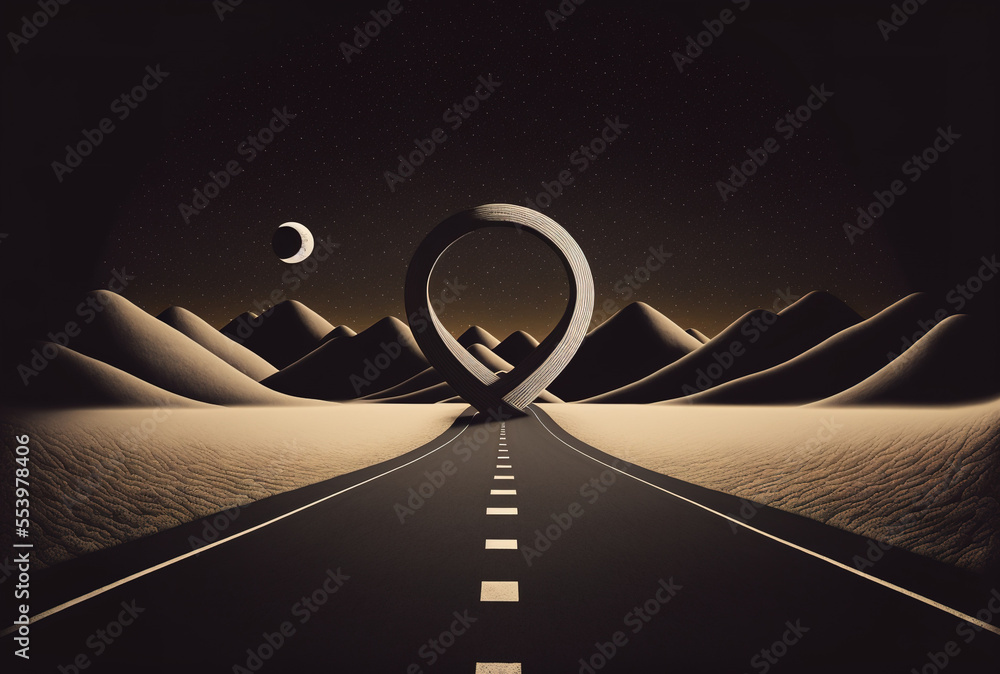 a drawing of the infinity symbol as a road with a vehicle and a place ...