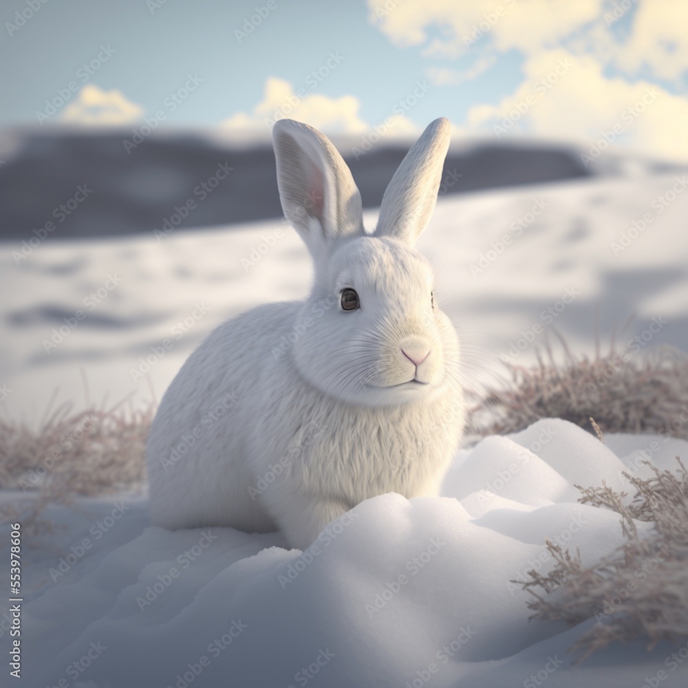 Hase im Schnee, ai generativ Hase im Schnee, ai generativ