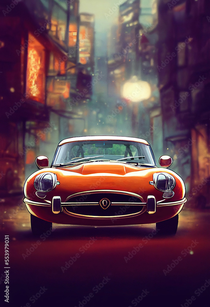 Fototapeta premium Retro colored car fictitious ,made with Generative AI
