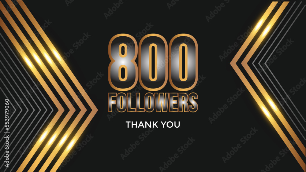 Thank you template for social media eight hundred followers, subscribers, like. 800 followers. Thank you banner for social friends and followers. - obrazy, fototapety, plakaty 