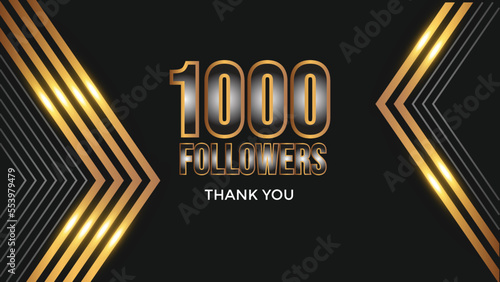 Thank you template for social media  thousand followers, subscribers, like. 1000 followers
