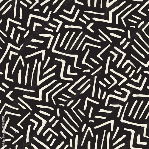 Dark Hand Painted Wallpaper. Decorative vector seamless pattern. Repeating background. Tileable wallpaper print. 