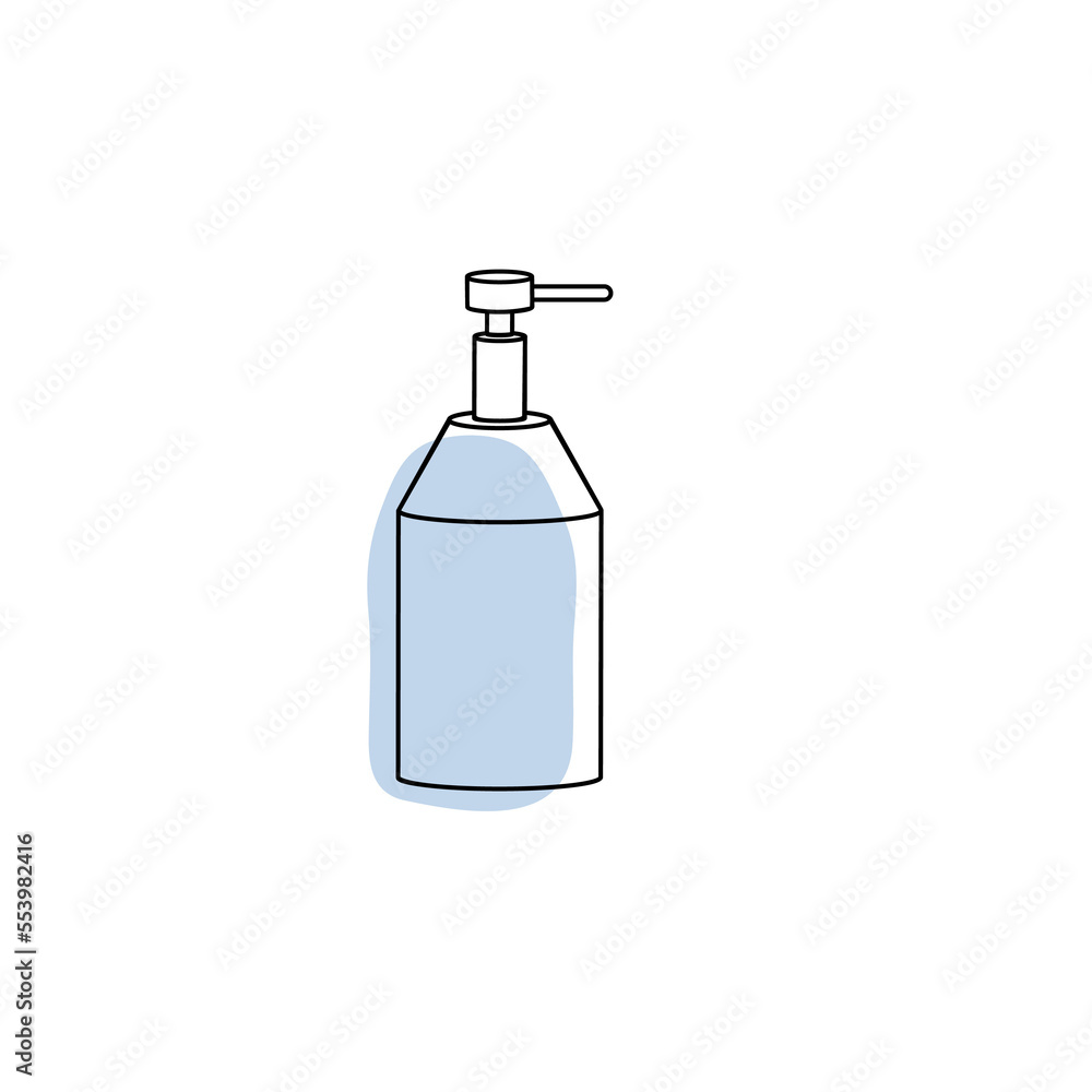 Plastic cosmetic bottle. Zero waste life concept for bathroom. Line drawing. Plastic cosmetic bottle. Zero waste life concept for bathroom. Line drawing.