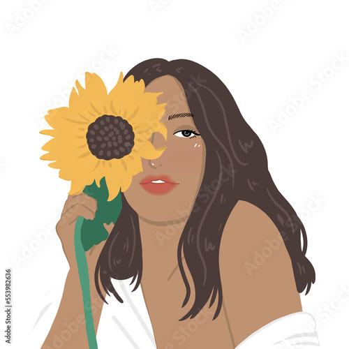 portrait of young beautiful woman with flowers, women's day