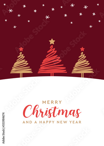 christmas postcard with abstract fir tree design